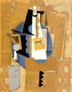 Pablo Picasso Glass and Bottle of Suze Collage 1913   