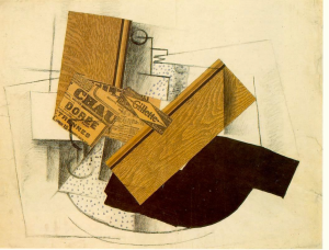 Georges Braque Still Life on a Table with 'Gillette’ Collage on canvas 1914